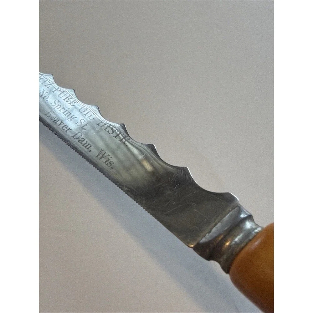 Vintage Bakelite Advertising Cheese Knife Schwartz Pure Oil Beaver Dam Wi Promo